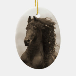Friesian Springa Horse Helgdag Ornament