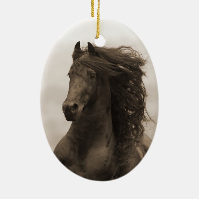 Friesian Springa Horse Helgdag Ornament (Baksidan)