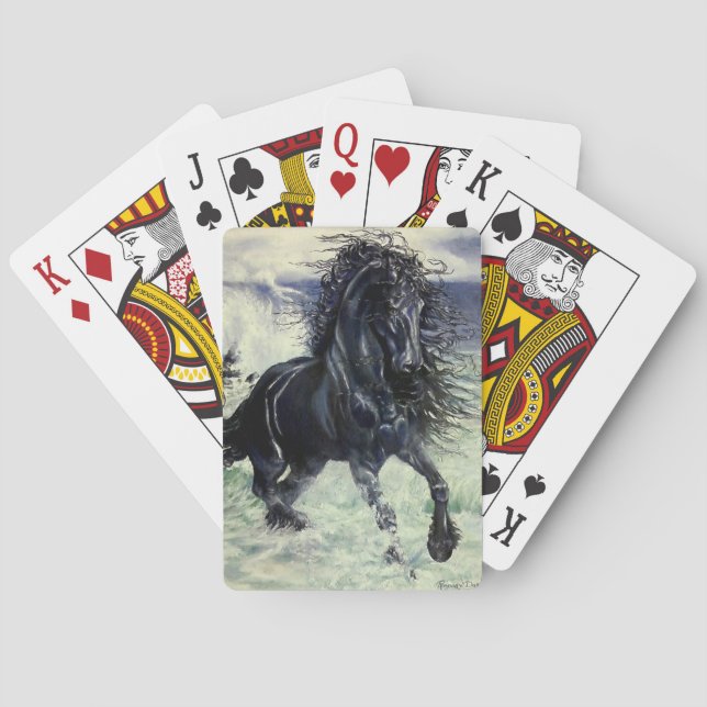Friesian Storm, den svarta skönhetshallionen i hav Kortlek (Baksidan)
