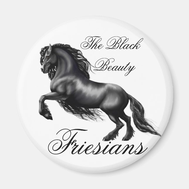 Friesianer, svarta brev magnet (Framsidan)