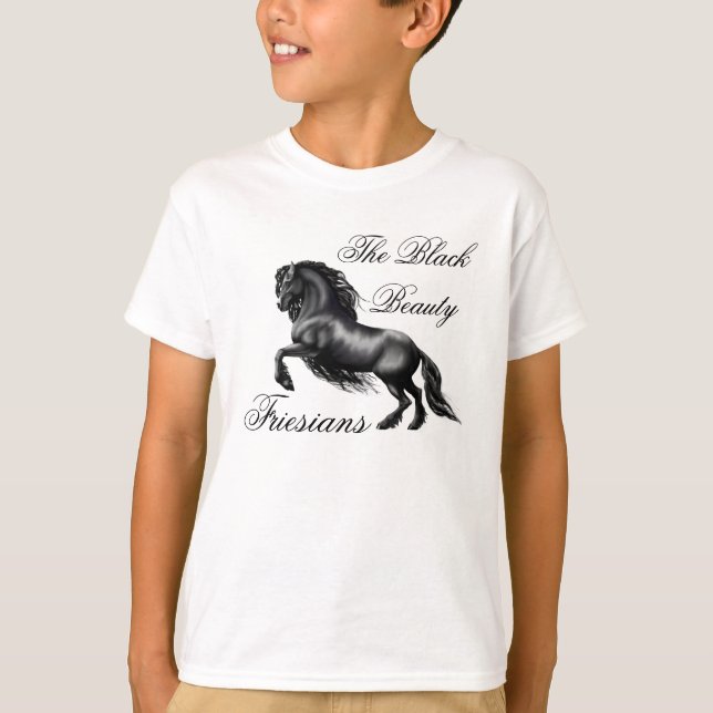 Friesianer, svarta brev t-shirt (Framsida)