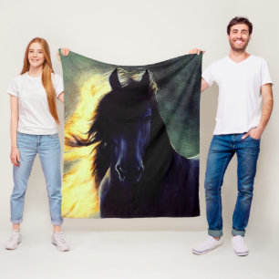 Friesianglöd, Friesianhäst, svart hingst/mare Fleecefilt