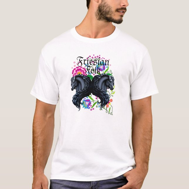 friesianhäst, hingst, folkblommor tee (Framsida)