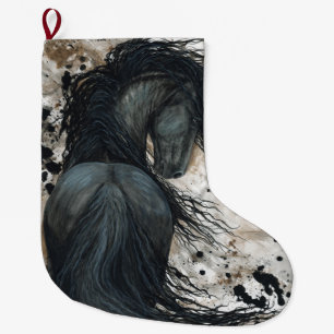 Friesianhäst vid den Bihrle julstrumpan Stor Julstrumpa