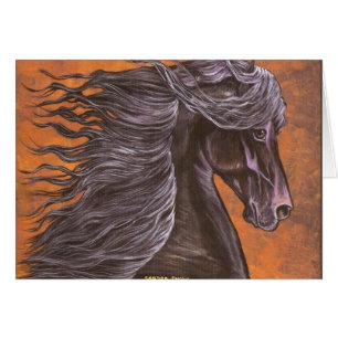 Friesianhästhuvud Hälsningskort