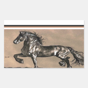 Friesianhästklistermärkear Rektangulärt Klistermärke