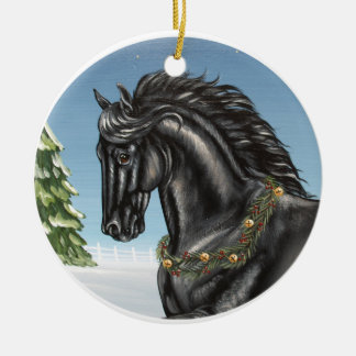 Friesianhästprydnad Julgransprydnad Keramik