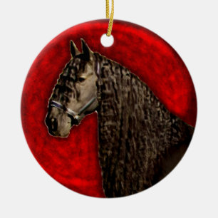 Friesianhästprydnad Julgransprydnad Keramik