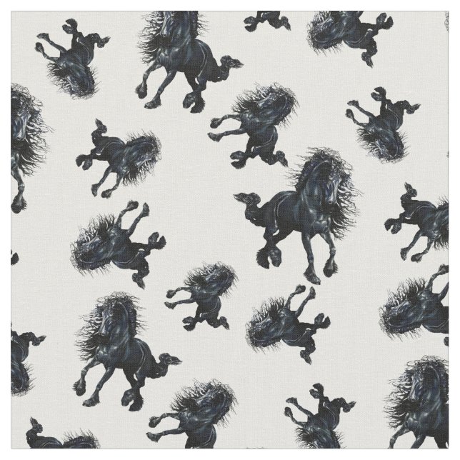 Friesianhingst, svart skönhethäst tyg (Närbild)