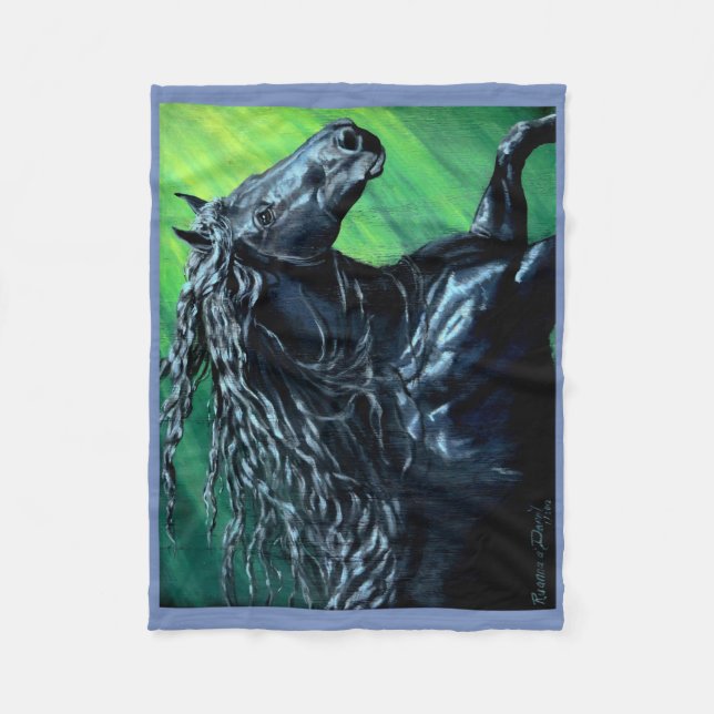 Friesisk, den svarta skönhetshallionen, löpande fleecefilt (Framsidan)