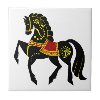 Friesisk folkallion/svart skönhet, svart häst kakelplatta