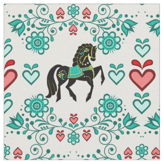 Friesisk/frisisk folkhäst aqua/black,hearts, 4 tum tyg