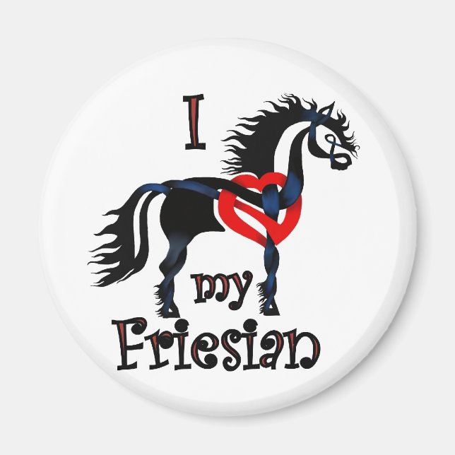 friesisk häst, sellertisk design magnet (Framsidan)