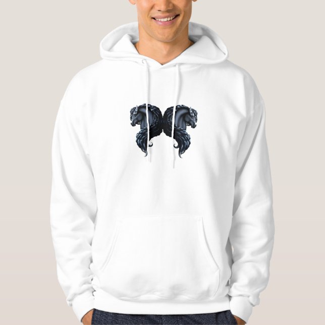 Friesisk häst, svart hingst sweatshirt (Framsida)