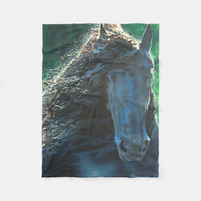 Friesisk skönhetshäst fleecefilt (Framsidan)
