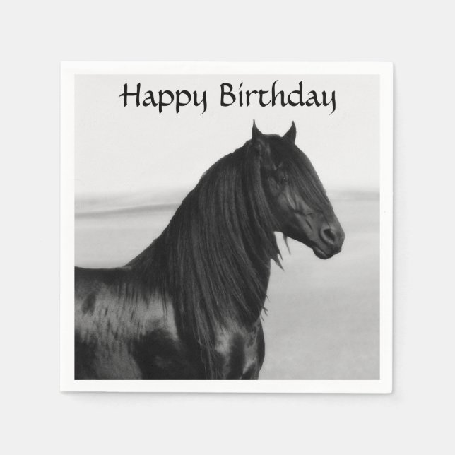 Friesisk svart hingst pappersservett (Framsidan)