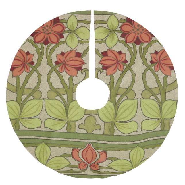 Frieze Gräns Art nouveau Blommigt Julgransmatta Borstad Polyester (Framsidan)