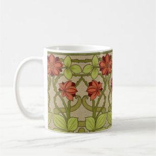 Frieze Gräns Art nouveau Blommigt Kaffemugg