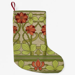 Frieze Gräns Art nouveau Blommigt Liten Julstrumpa