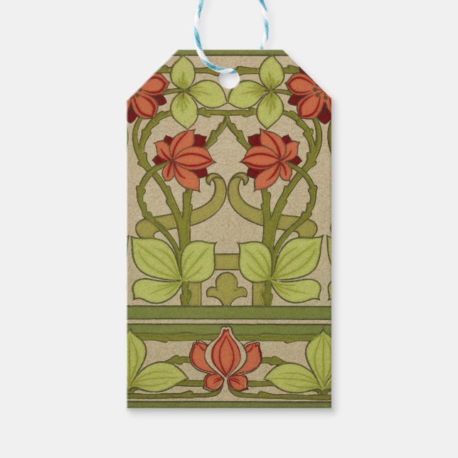 Frieze Gräns Art nouveau Blommigt Presentetikett (Framsidan)