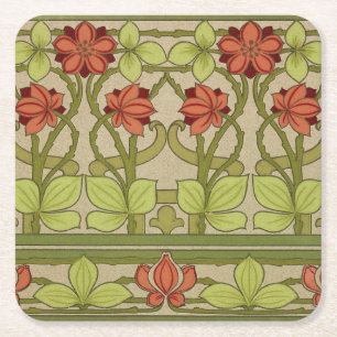 Frieze Gräns Art nouveau Blommigt Underlägg Papper Kvadrat