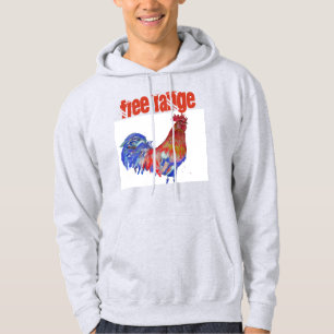 Frigående höns Vattenfärg Tupp Tocka Hoodie