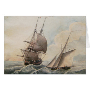 Frigate på 1700-talet hälsningskort