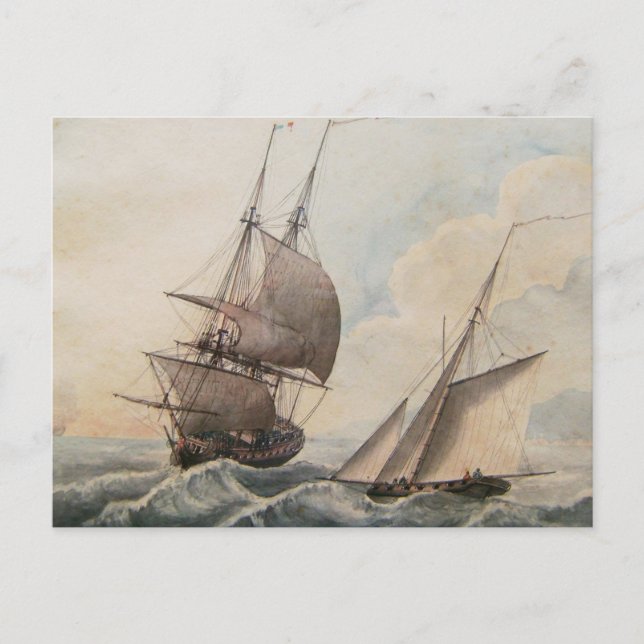 Frigate på 1700-talet vykort (Framsida)