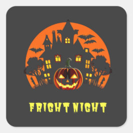 Fright Night Halloween Fyrkantigt Klistermärke