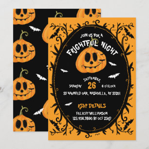 Fright Night Scary Halloween Pumpkin Carving Party Inbjudningar