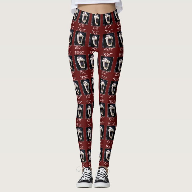 Fright Night Skelton Skulll Halloween Leggings (Framsida)