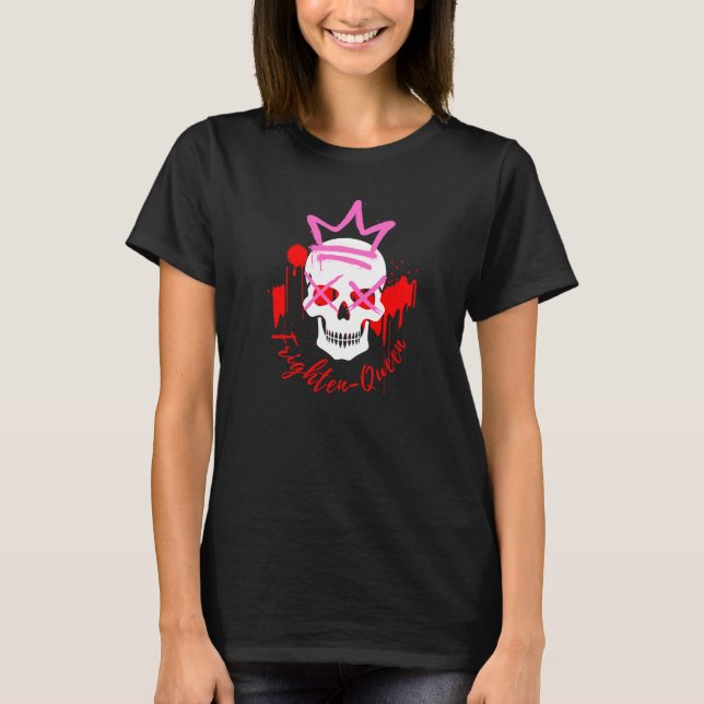 Frighten-Queen Graffiti Skull Scary Women's Shirt T (Framsida)