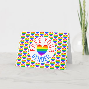 Frigör din Gender, Rainbow Heart Card Kort