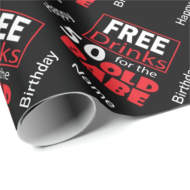 Frigör drinkar för den åriga födelsedagen 50 presentpapper (Rullad Hörn)