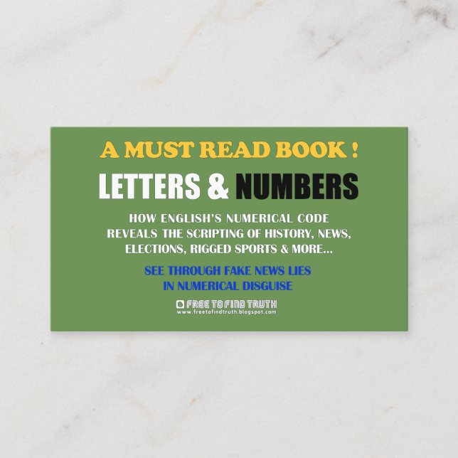 Frigör för att finna sanning/brev & numrerar visitkort (Framsida)