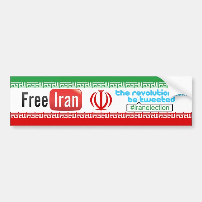 Frigör Iran - Revolution Tvittrad Bildäckslapp Bildekal (Framsidan)