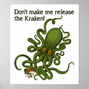 Frigör Kraken den roliga affischen Poster