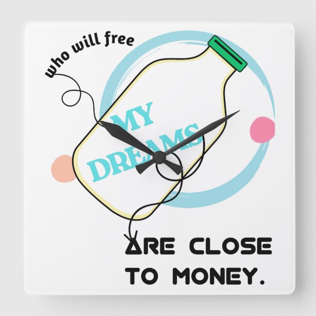 Frigör mina drömmar fyrkantig klocka (Framsida)