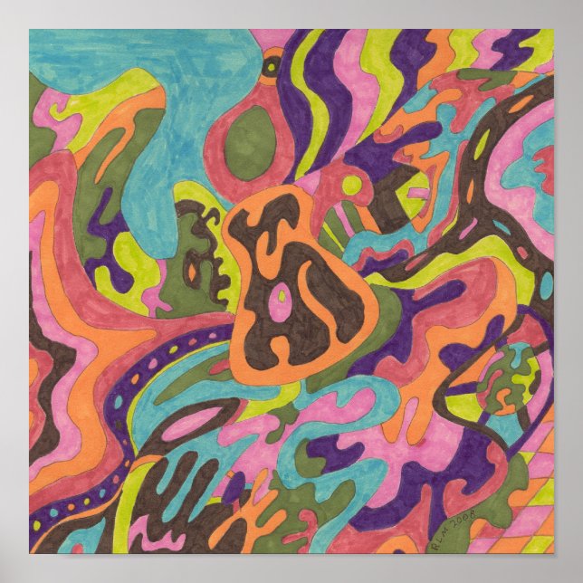 "Frigör" Ursprunglig Abstrakt 12x12 Poster (Framsidan)