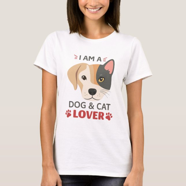Frigörande kvinnors Hund och katt Lover T-Shirt -  (Framsida)