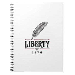 Frihet 1776 Patriotisk Fjäder Vektor Design_1 Anteckningsbok