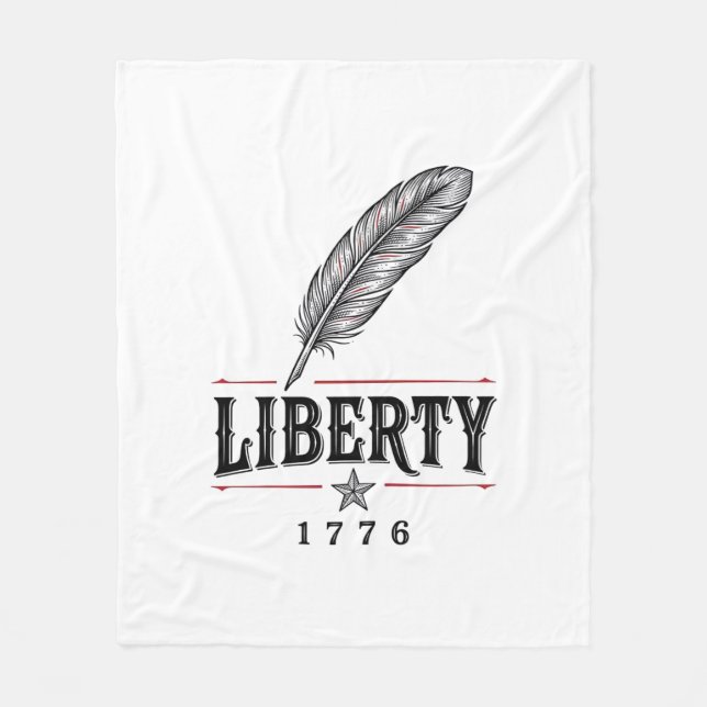 Frihet 1776 Patriotisk Fjäder Vektor Design_1 Fleecefilt (Framsidan)