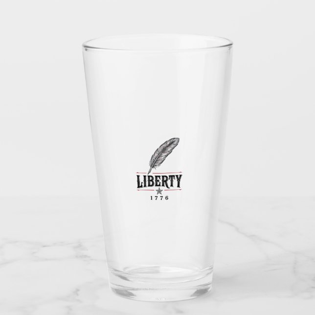 Frihet 1776 Patriotisk Fjäder Vektor Design_1 Glaskopp (Framsida)