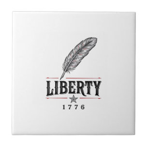 Frihet 1776 Patriotisk Fjäder Vektor Design_1 Kakelplatta