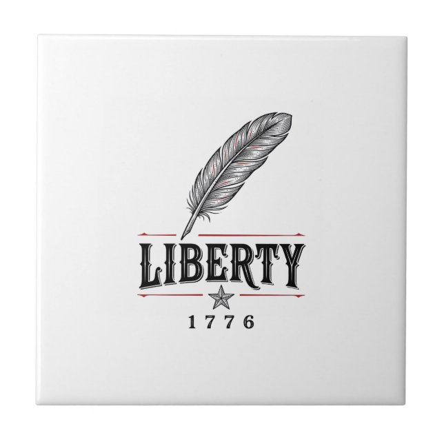 Frihet 1776 Patriotisk Fjäder Vektor Design_1 Kakelplatta (Framsidan)