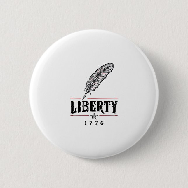 Frihet 1776 Patriotisk Fjäder Vektor Design_1 Knapp (Framsida)