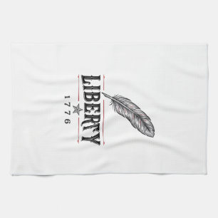 Frihet 1776 Patriotisk Fjäder Vektor Design_1 Kökshandduk