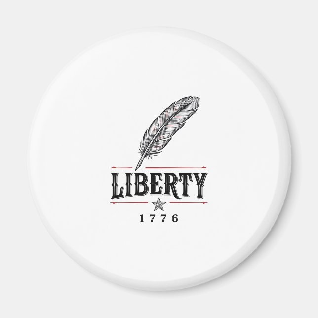 Frihet 1776 Patriotisk Fjäder Vektor Design_1 Magnet (Framsidan)