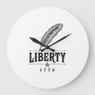 Frihet 1776 Patriotisk Fjäder Vektor Design_1 Stor Klocka