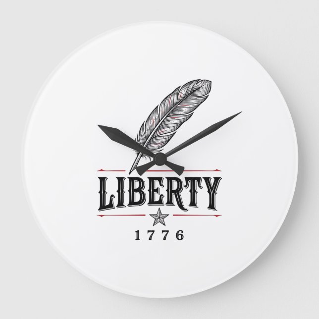 Frihet 1776 Patriotisk Fjäder Vektor Design_1 Stor Klocka (Framsida)